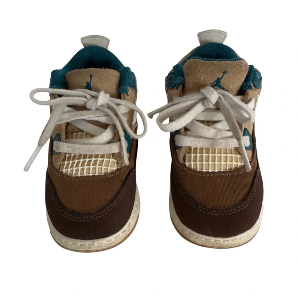 Jordan Toddler Sneakers Size 7C Brown Tan Teal Lace Up Shoes - Picture 2 of 9